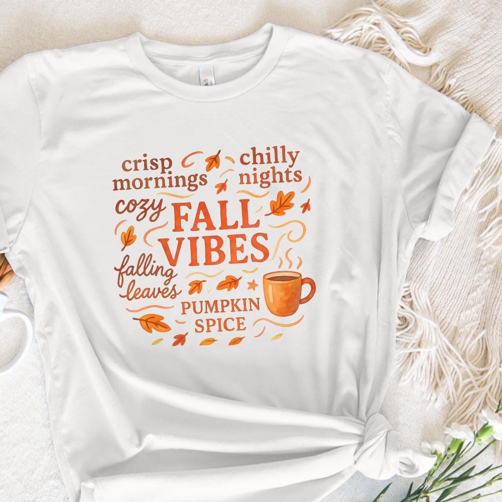 Crisp Mornings Chilly Nights Cozy Fall Vibes PNG, Pumpkin Spice Autumn