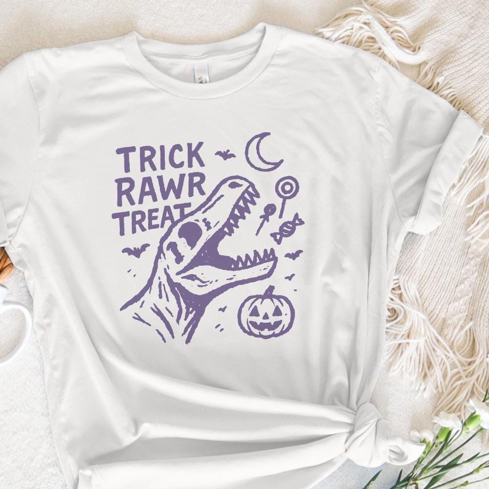 Trick Rawr Treat Dinosaur PNG, Cute Halloween Candy Shirt - 300 DPI