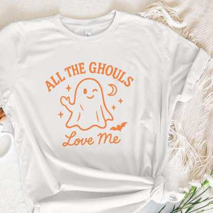 All The Ghouls Love Me PNG, Cute Ghost Halloween Shirt PNG - 300 DPI
