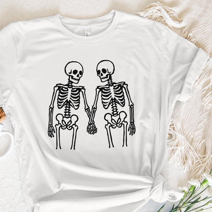 Skeleton Couple Holding Hands PNG, Romantic Skeleton Art PNG - 300 DPI
