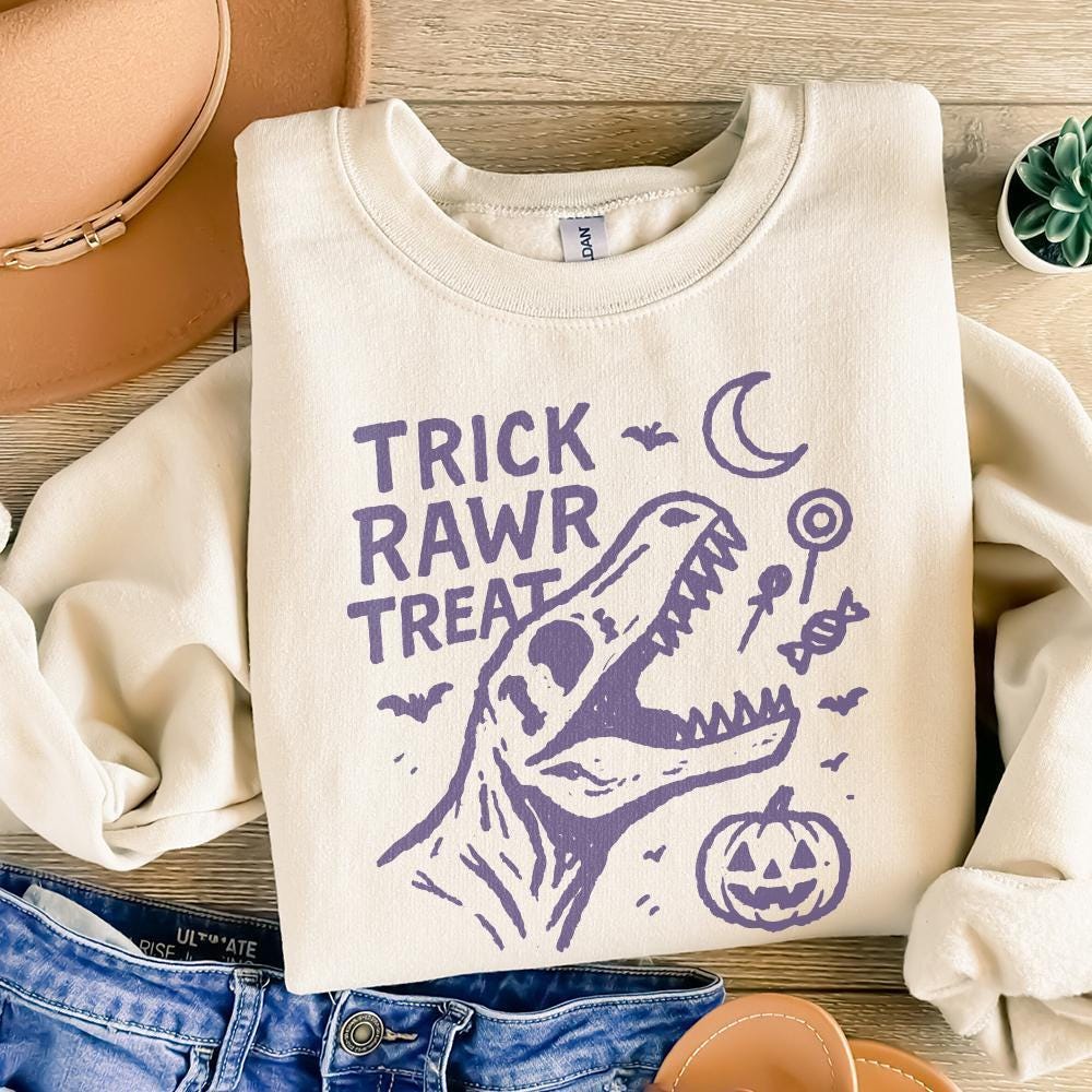 Trick Rawr Treat Dinosaur PNG, Cute Halloween Candy Shirt - 300 DPI