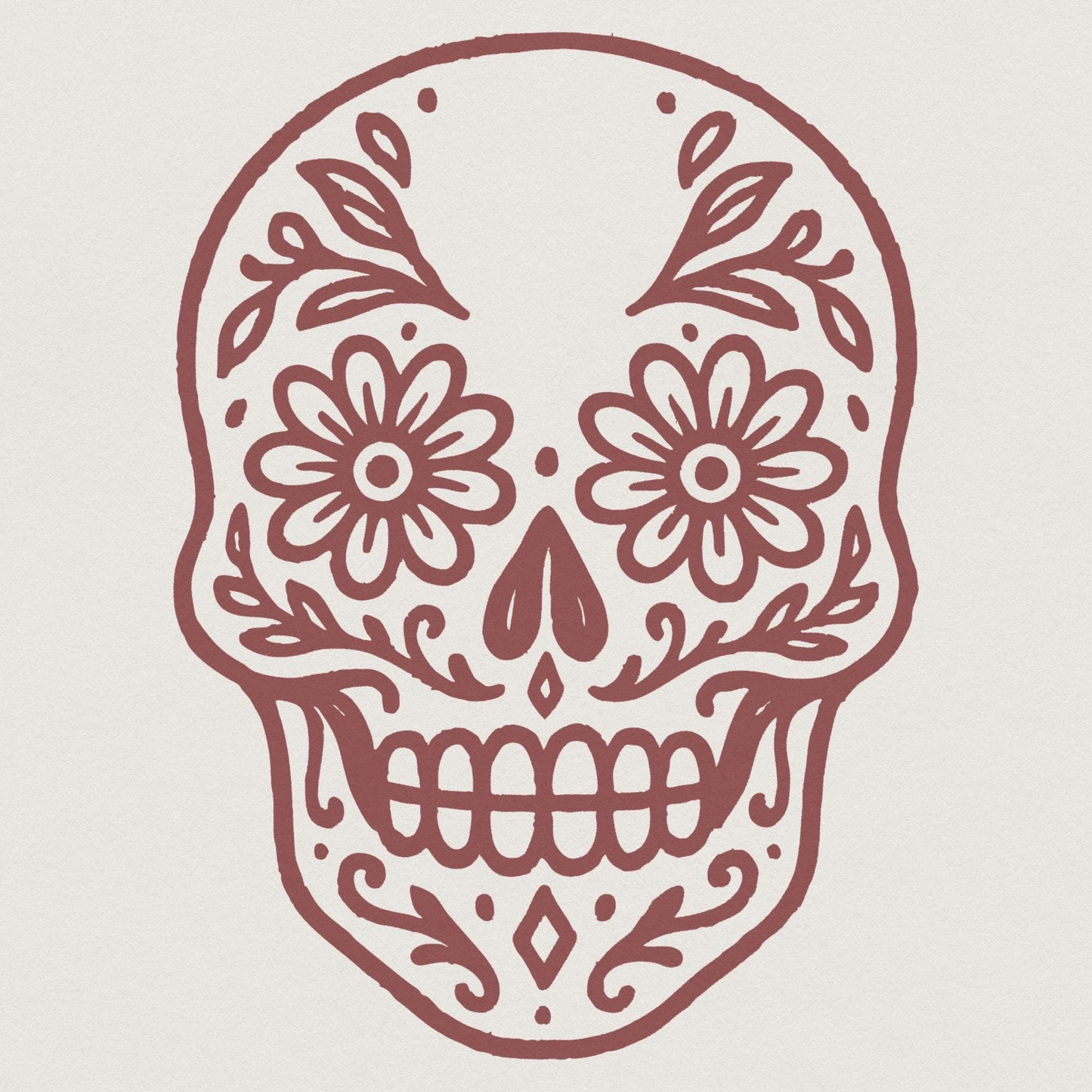 Day Of The Dead Skull PNG, Sugar Skull Floral PNG For T-Shirts - 300 DPI