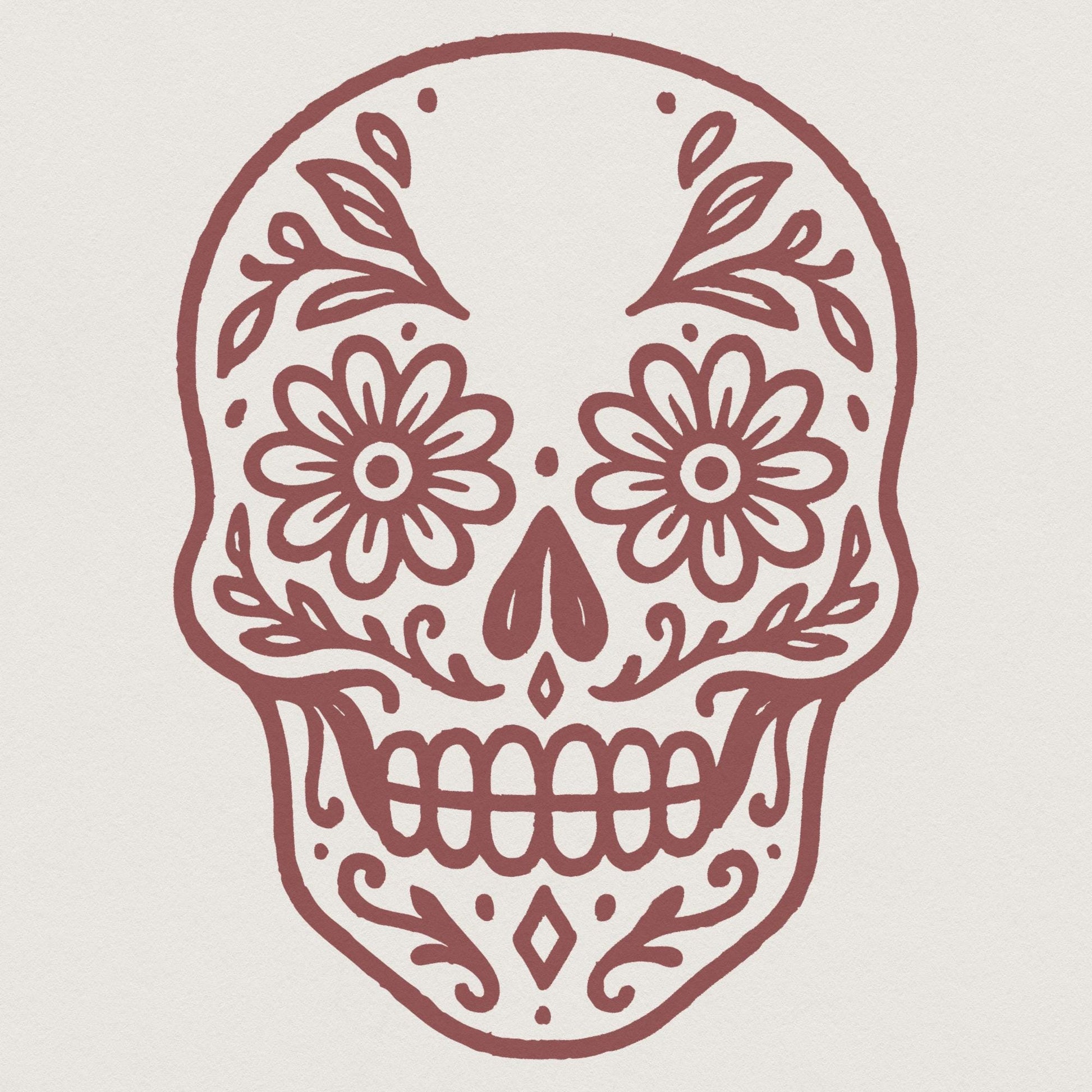 Day Of The Dead Skull PNG, Sugar Skull Floral PNG For T-Shirts - 300 DPI