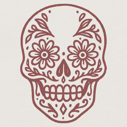 Day Of The Dead Skull PNG, Sugar Skull Floral PNG For T-Shirts - 300 DPI