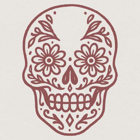 Day Of The Dead Skull PNG, Sugar Skull Floral PNG For T-Shirts - 300 DPI