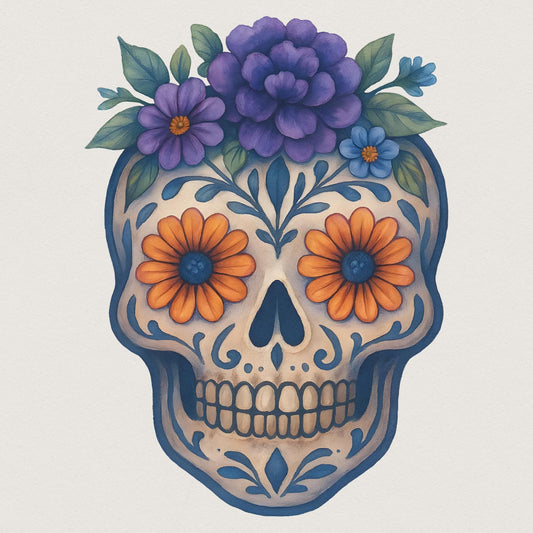 Floral Skull PNG, Sugar Skull PNG - 300 DPI Design for T-Shirt