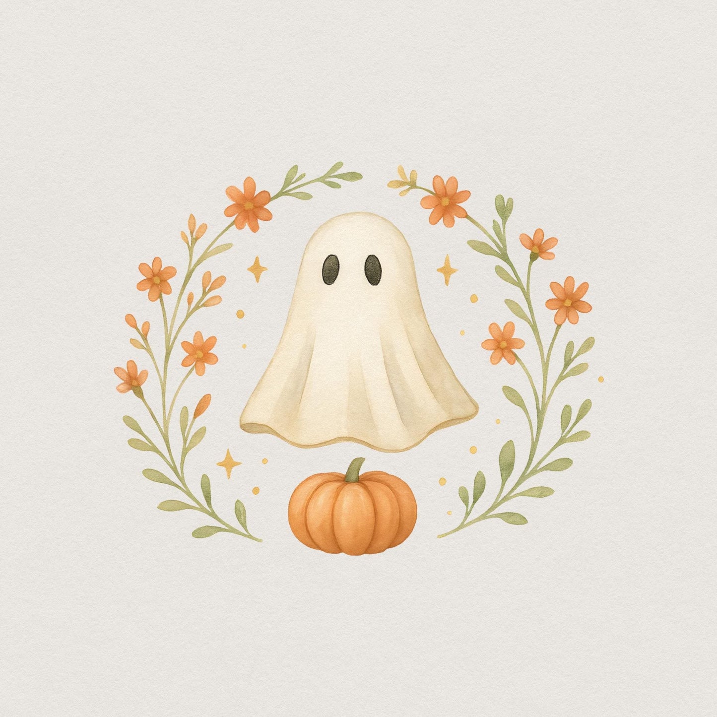 Cute Ghost Pumpkin PNG, Fall Halloween Ghost Clipart PNG - 300 DPI Design