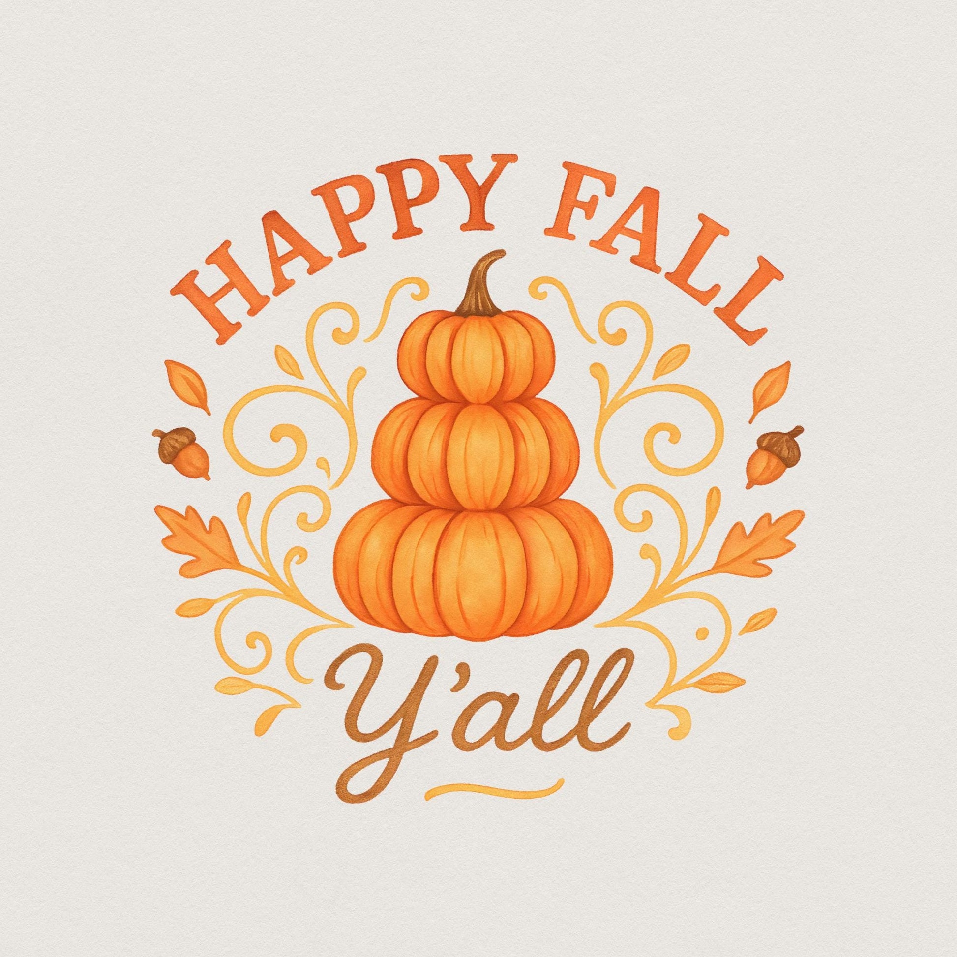 Happy Fall Y'all PNG, Autumn Pumpkin PNG - 300 DPI Design for T-Shirt