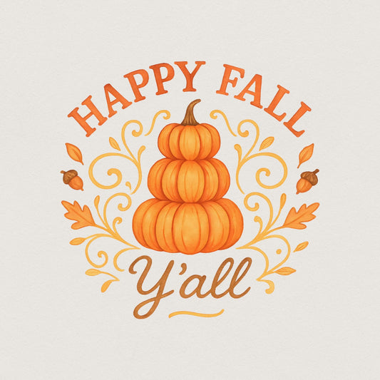 Happy Fall Y'all PNG, Autumn Pumpkin PNG - 300 DPI Design for T-Shirt