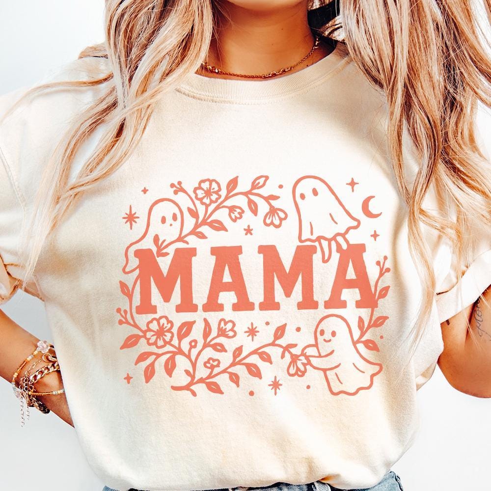 Mama Ghost PNG, Cute Halloween Mama Shirt PNG - 300 DPI Design for T-Shirt
