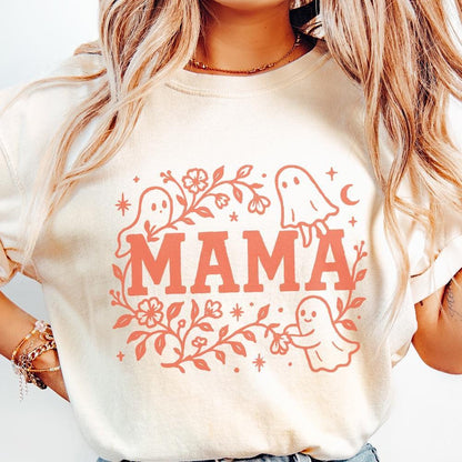 Mama Ghost PNG, Cute Halloween Mama Shirt PNG - 300 DPI Design for T-Shirt