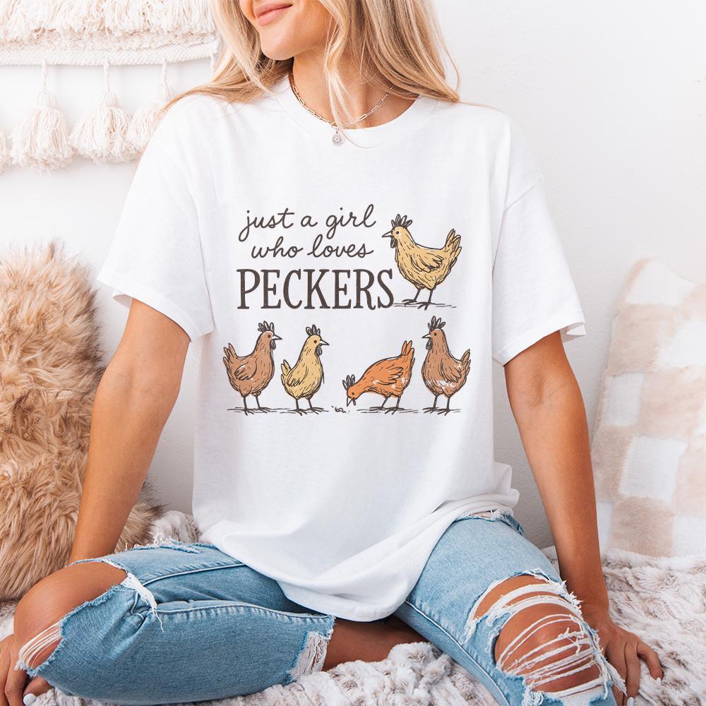 Just A Girl Who Loves Peckers PNG, Funny Chicken PNG - 300 DPI Design for