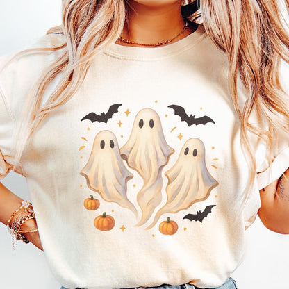 Cute Watercolor Ghosts PNG, Halloween PNG - 300 DPI Design for T-Shirt