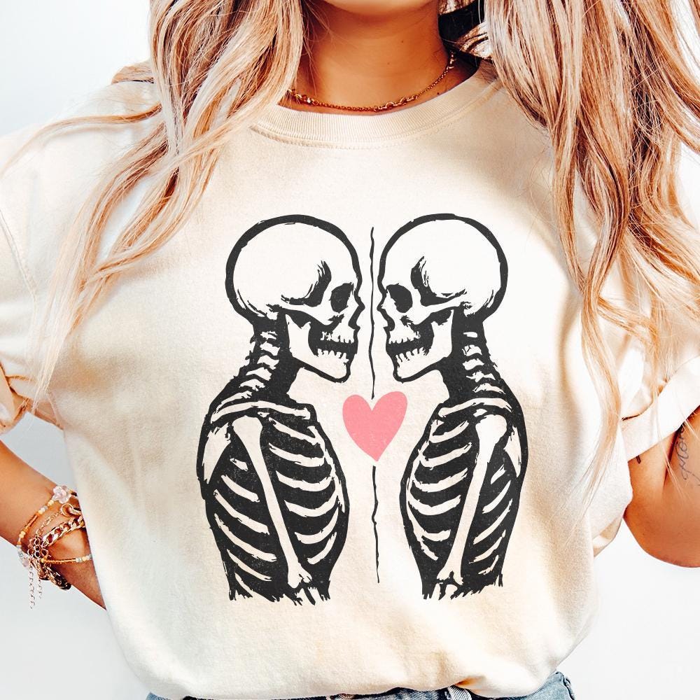 Skeleton Lovers PNG, Valentine Skeleton Art - 300 DPI Design for T-Shirt
