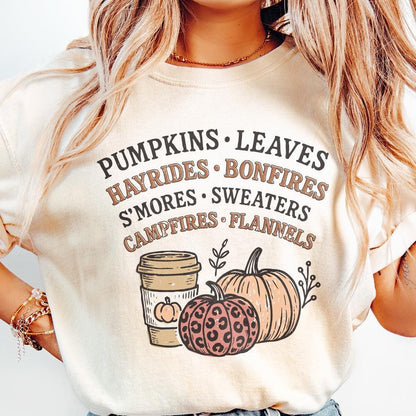 Pumpkins Leaves Hayrides Bonfires Fall PNG, Autumn Coffee Cup - 300 DPI