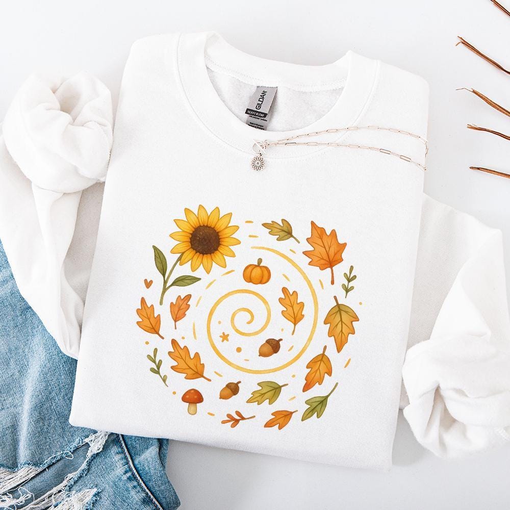 Autumn Leaves Pumpkin Sunflower PNG, Cute Fall Acorn Mushroom Clipart -