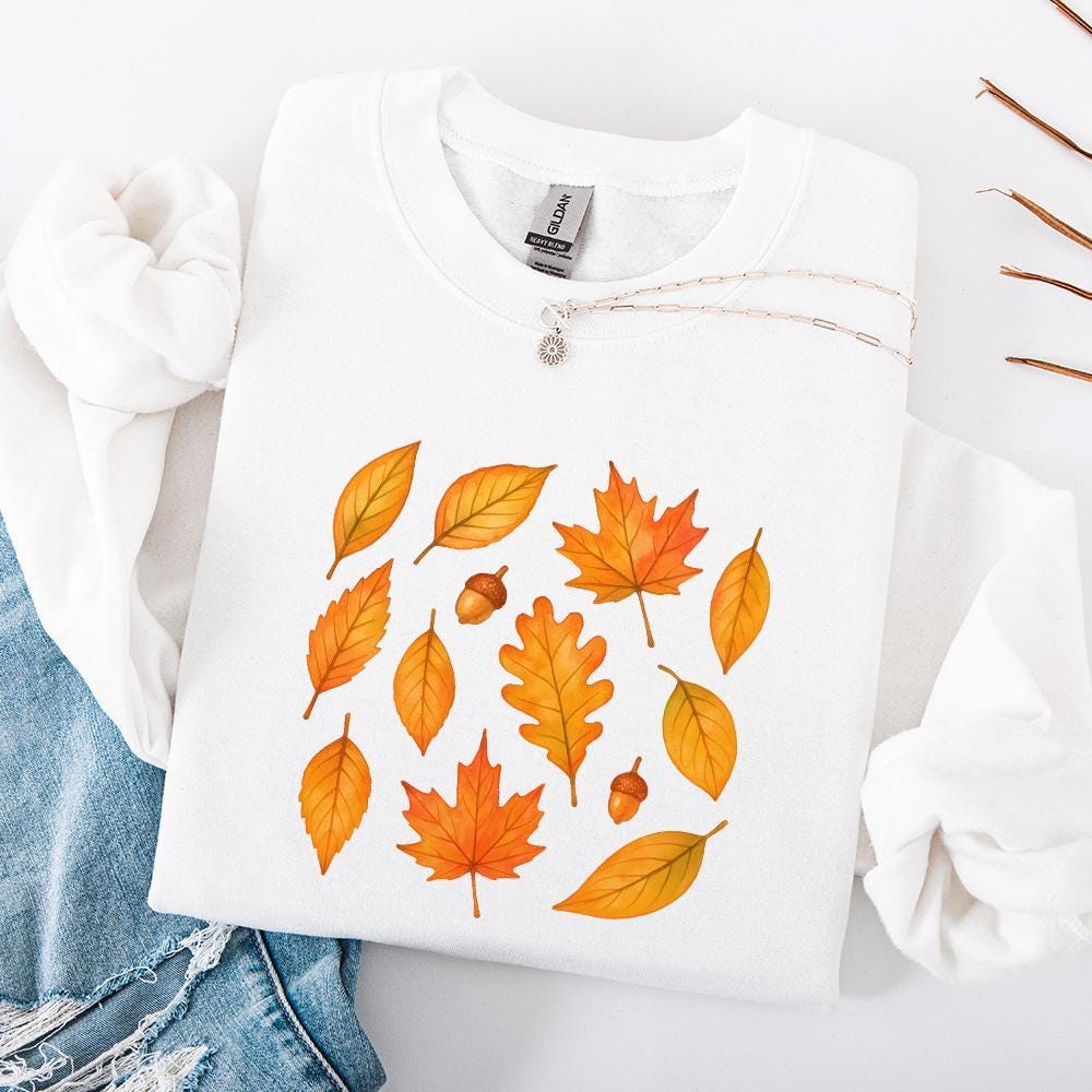 Autumn Leaves Watercolor PNG, Fall Leaf Clipart - 300 DPI Design for