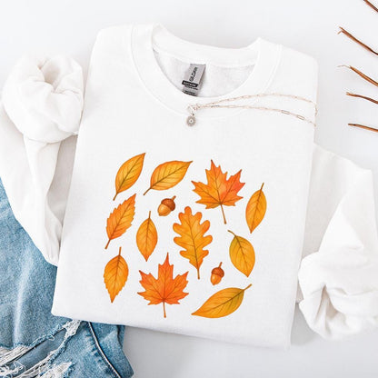 Autumn Leaves Watercolor PNG, Fall Leaf Clipart - 300 DPI Design for