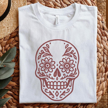 Day Of The Dead Skull PNG, Sugar Skull Floral PNG For T-Shirts - 300 DPI