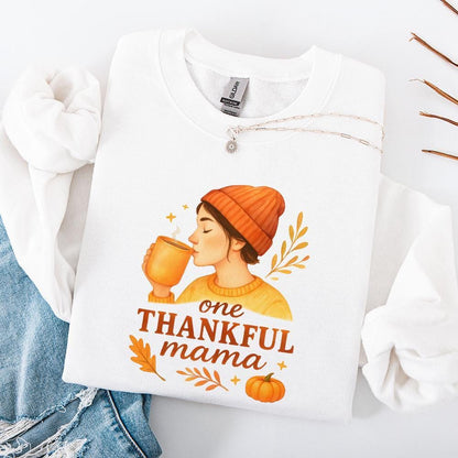 One Thankful Mama PNG Tee, Cute Fall Pumpkin Shirt PNG - 300 DPI Design