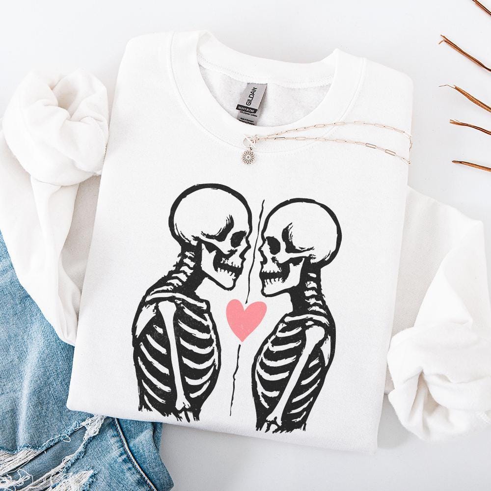 Skeleton Lovers PNG, Valentine Skeleton Art - 300 DPI Design for T-Shirt