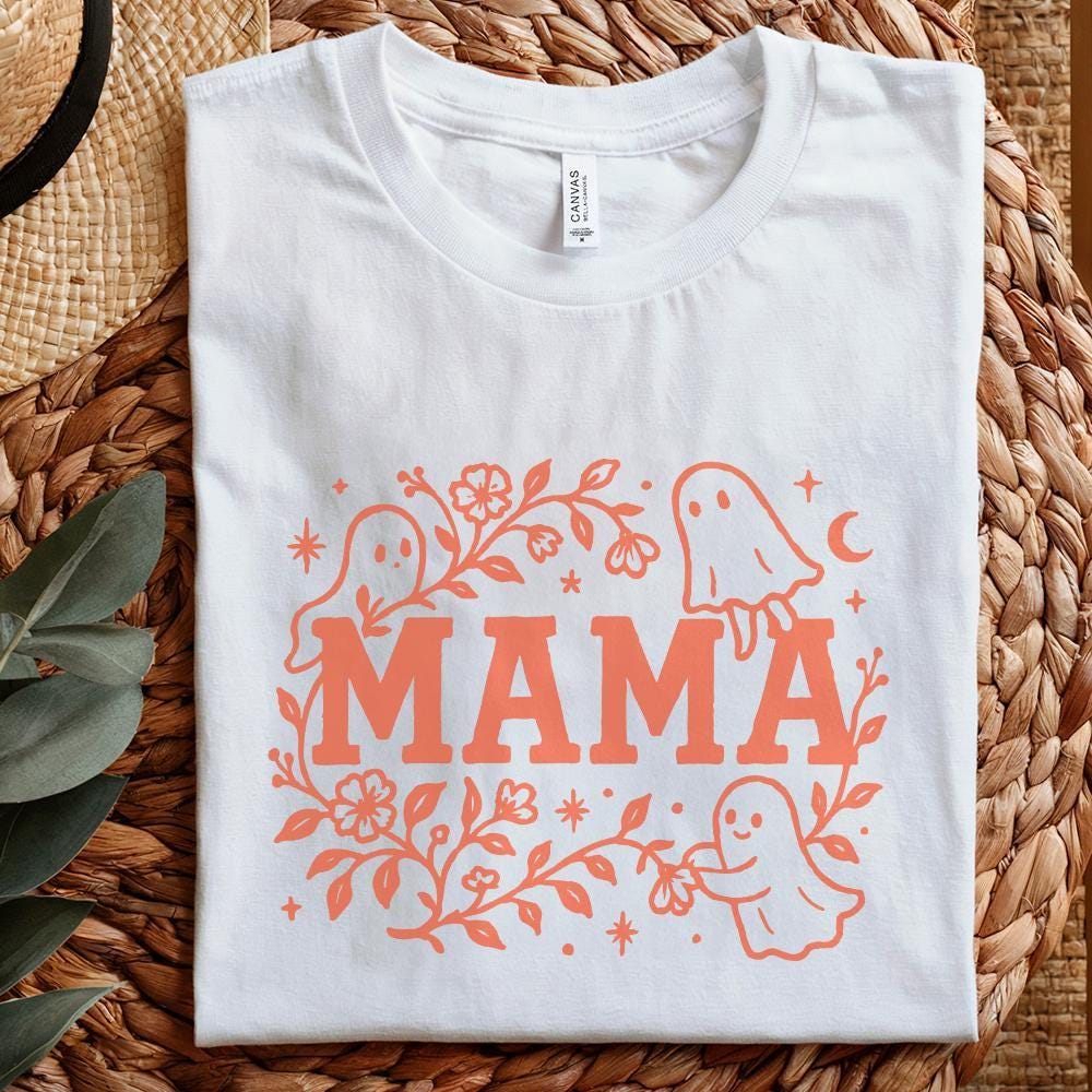 Mama Ghost PNG, Cute Halloween Mama Shirt PNG - 300 DPI Design for T-Shirt