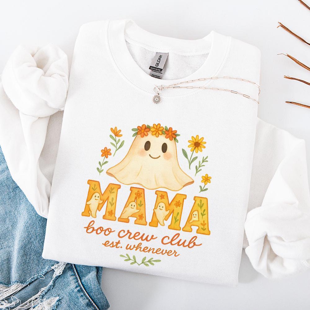Mama Boo Crew Club PNG, Cute Ghost Mama PNG - 300 DPI Design for T-Shirt