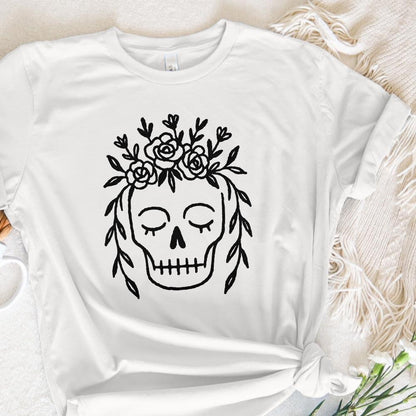 Floral Skull PNG, Boho Botanical Skull Art Digital Download - 300 DPI