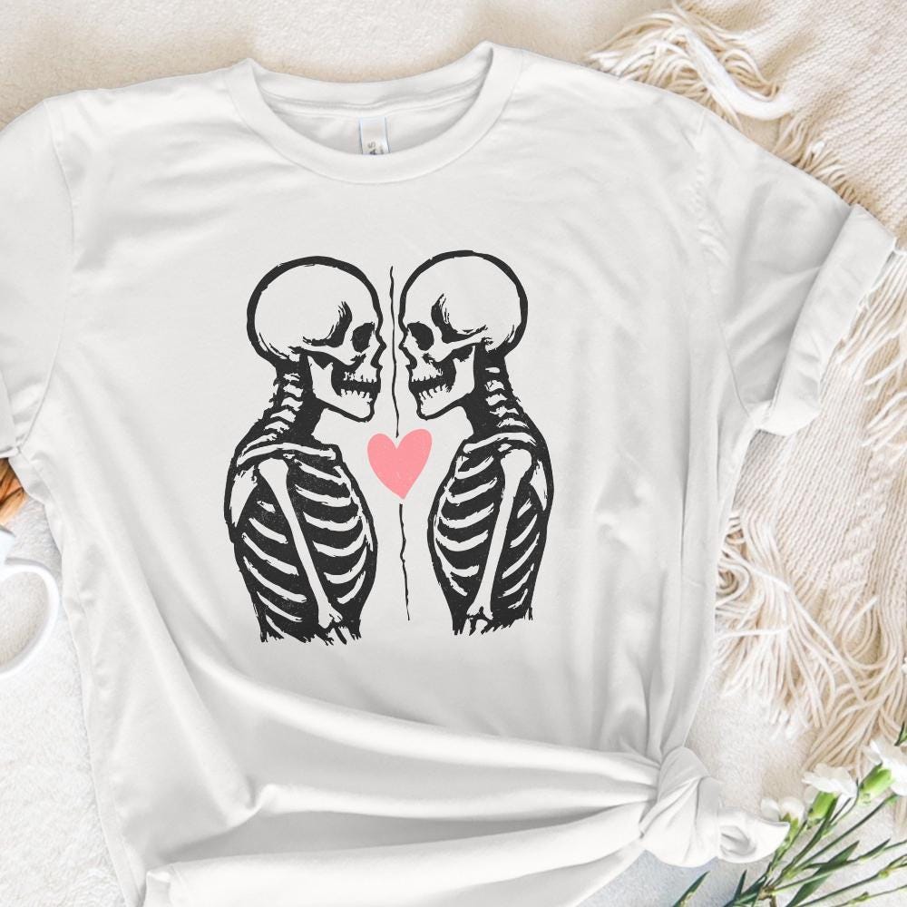 Skeleton Lovers PNG, Valentine Skeleton Art - 300 DPI Design for T-Shirt