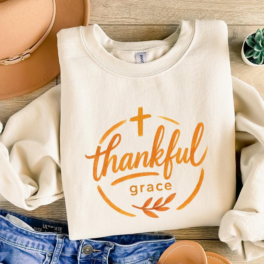 Thankful Grace PNG, Thanksgiving Shirt PNG - 300 DPI Design for T-Shirt