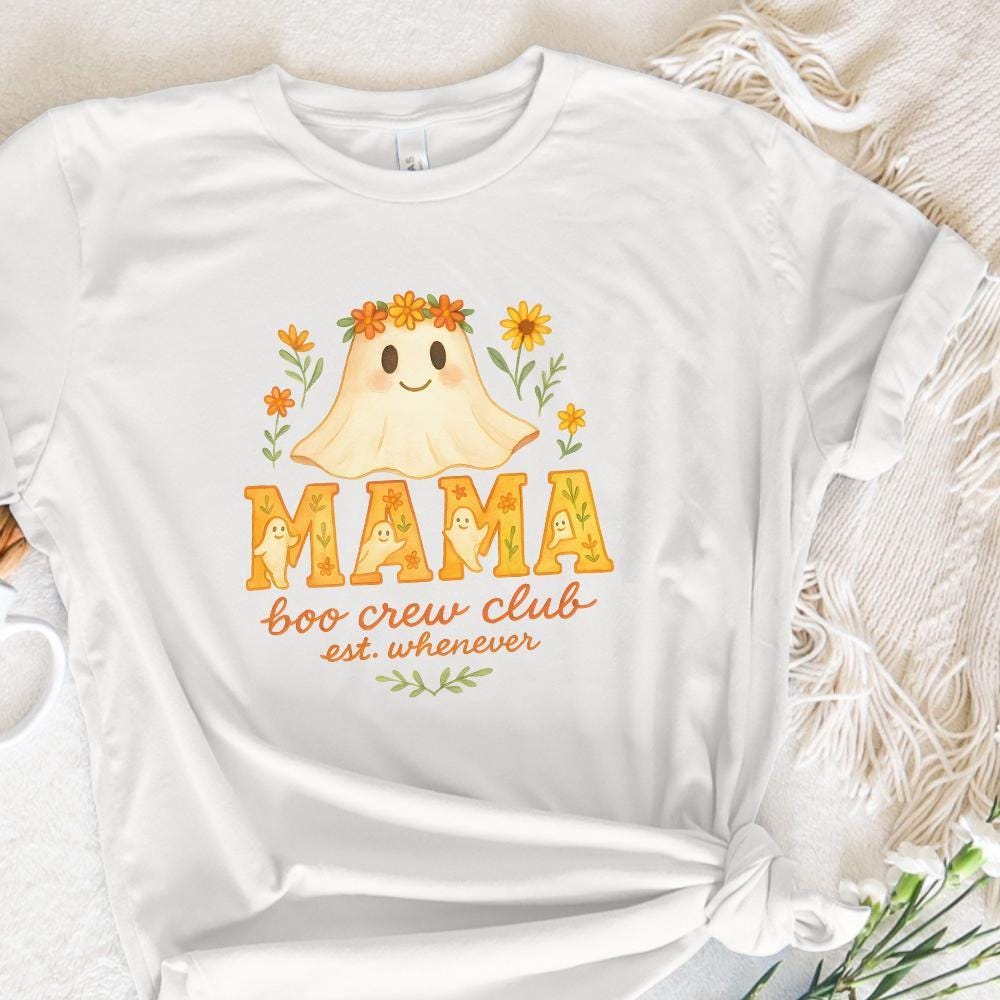 Mama Boo Crew Club PNG, Cute Ghost Mama PNG - 300 DPI Design for T-Shirt