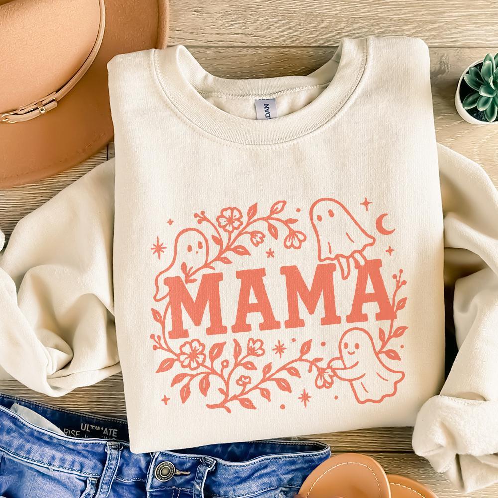 Mama Ghost PNG, Cute Halloween Mama Shirt PNG - 300 DPI Design for T-Shirt