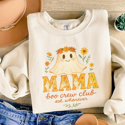 Mama Boo Crew Club PNG, Cute Ghost Mama PNG - 300 DPI Design for T-Shirt