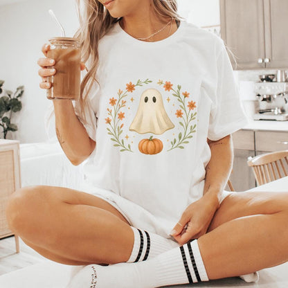 Cute Ghost Pumpkin PNG, Fall Halloween Ghost Clipart PNG - 300 DPI Design