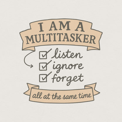 Multitasker Sublimation PNG, Funny Retro T-Shirt Design - 300 DPI Design