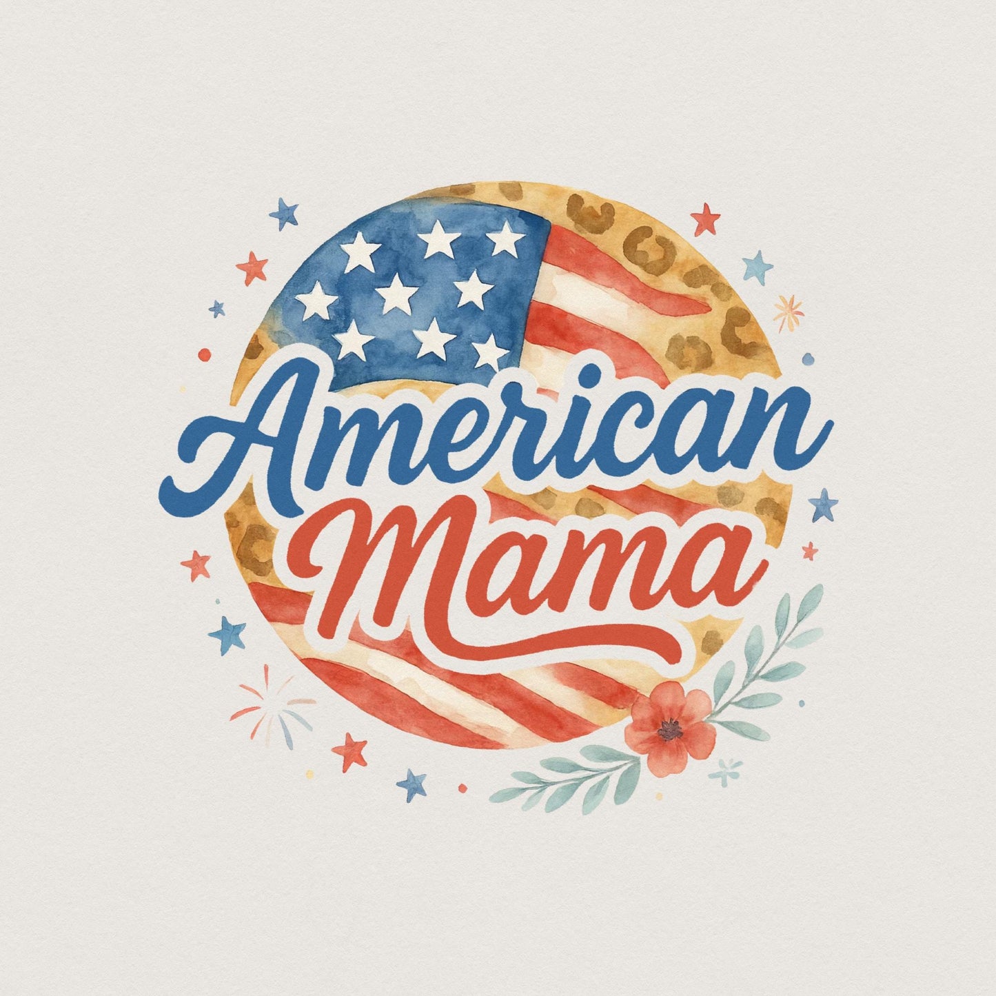 4th of July PNG, Retro American Mama Sublimation Design - 300 DPI Design