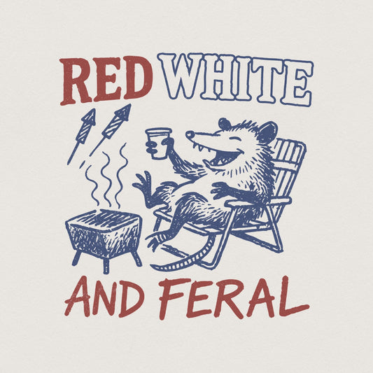 Red White and Feral PNG, Feral Raccoon Png - 300 DPI Design for T-Shirt