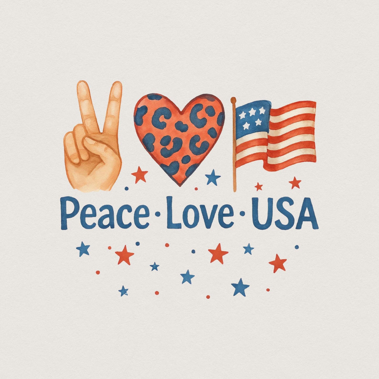 4th of July PNG, Peace Love USA - 300 DPI Design for T-Shirt