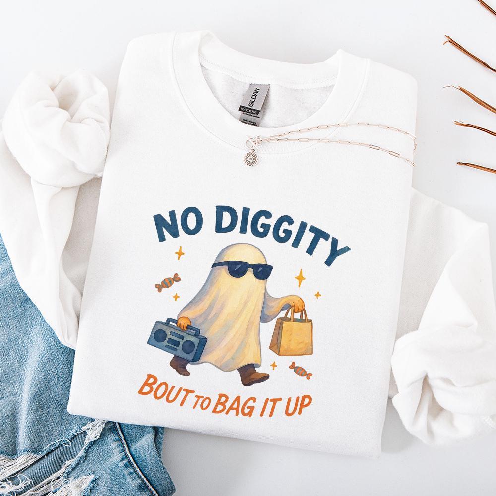No Diggity Bout to Bag It Up PNG, Cute Ghost PNG - 300 DPI Design for