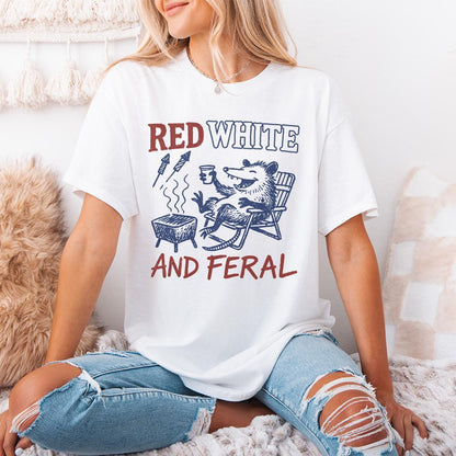 Red White and Feral PNG, Feral Raccoon Png - 300 DPI Design for T-Shirt