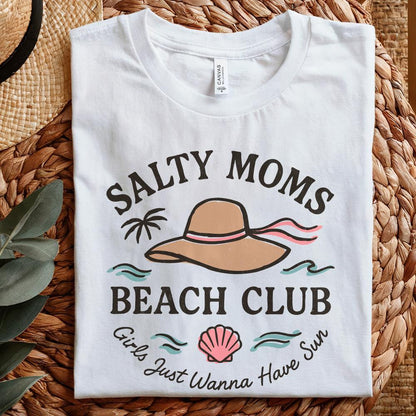 Salty Moms Beach Club PNG Digital Download, Retro Beach Girl - 300 DPI