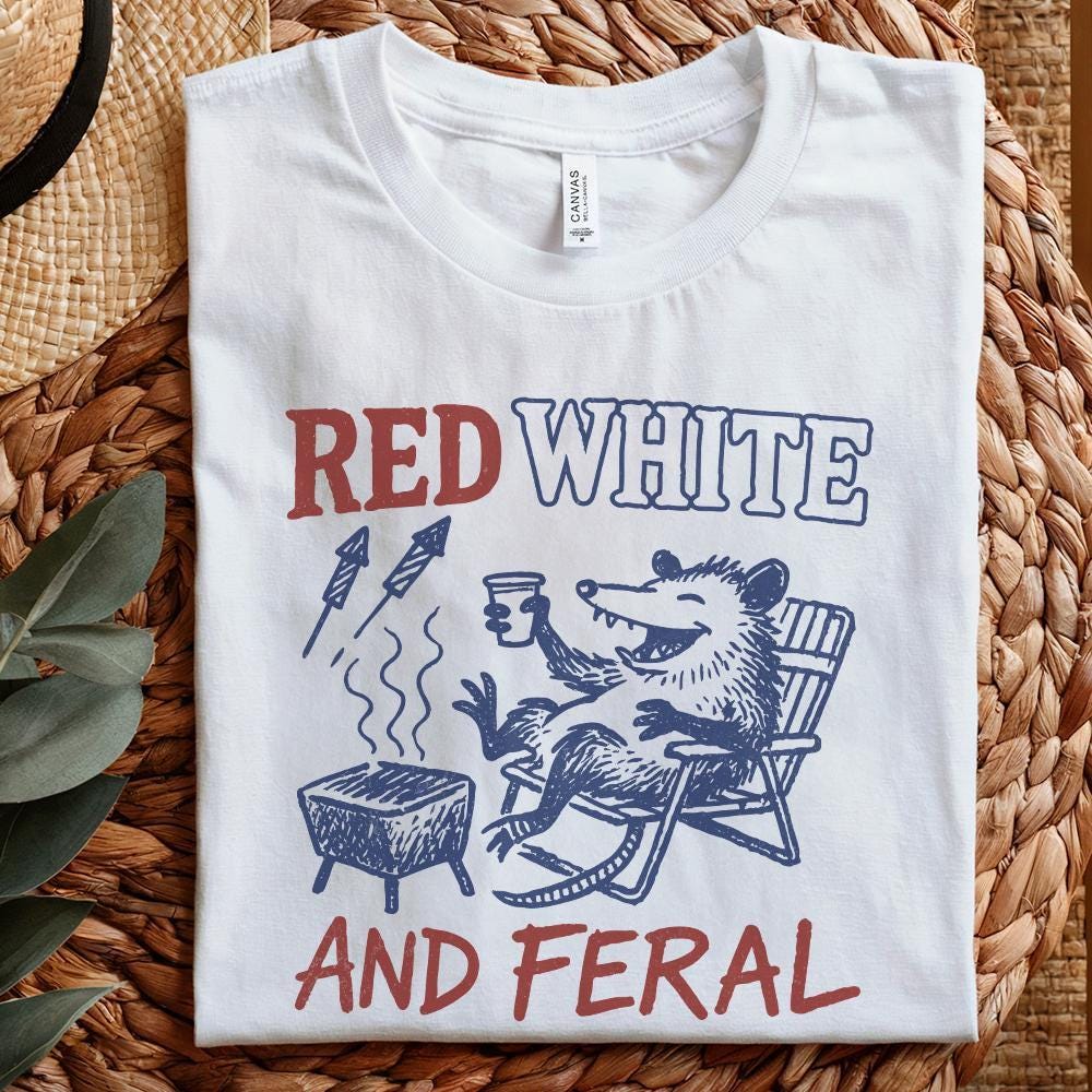 Red White and Feral PNG, Feral Raccoon Png - 300 DPI Design for T-Shirt