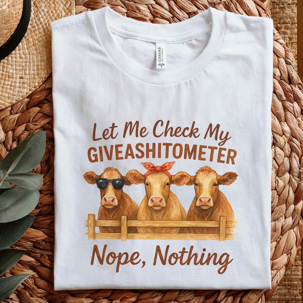 Funny Cow Giveashitometer PNG, Digital Download Clipart - 300 DPI Design