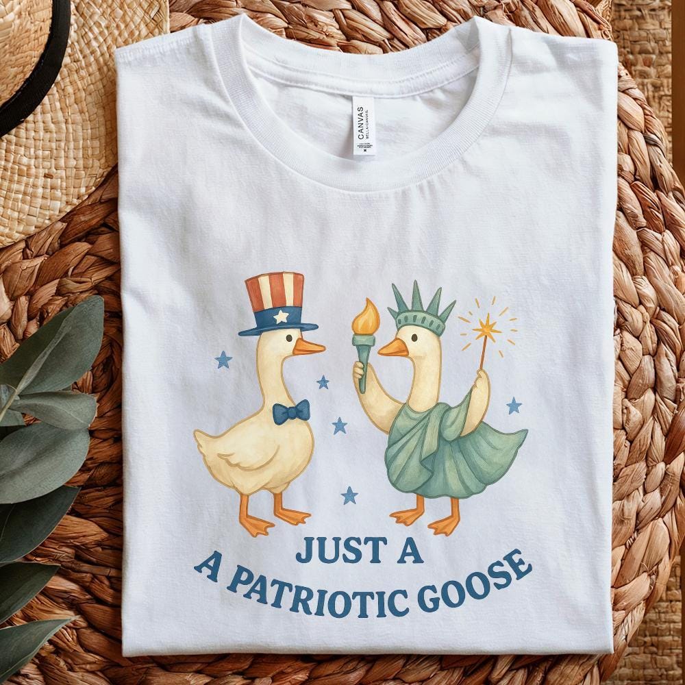 Patriotic Goose PNG, 4th of July Silly Goose Clipart - 300 DPI Design for