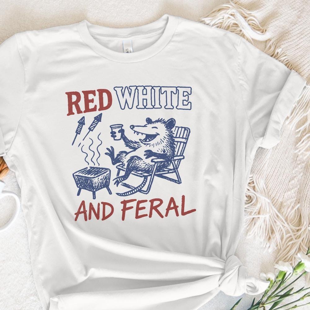 Red White and Feral PNG, Feral Raccoon Png - 300 DPI Design for T-Shirt