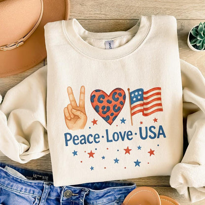 4th of July PNG, Peace Love USA - 300 DPI Design for T-Shirt