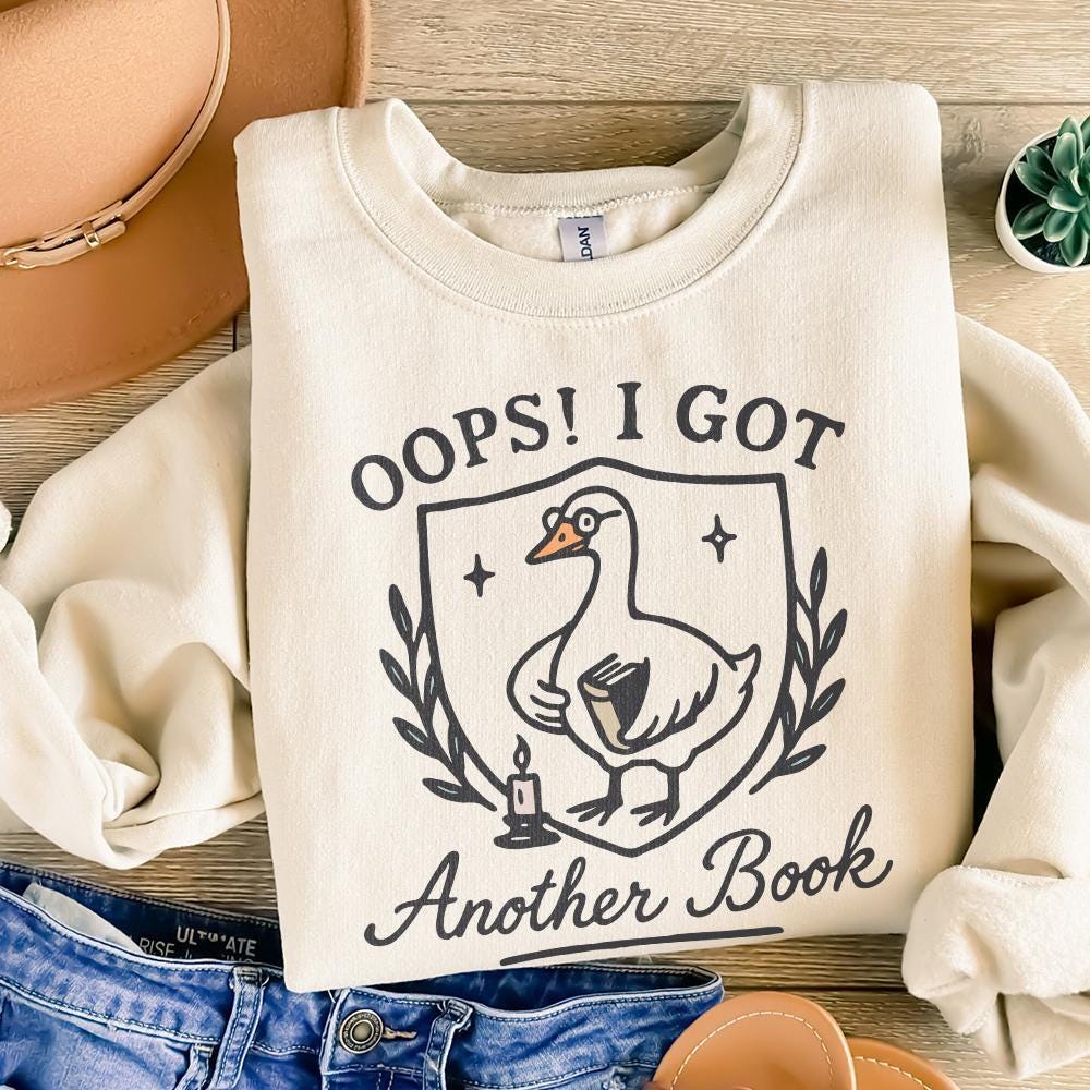 Oops I Bought Another Book PNG, Funny Goose Bookish PNG - 300 DPI Design