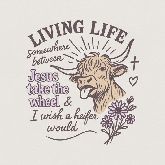 Heifer Cow PNG, Sublimation Design - 300 DPI Design for T-Shirt