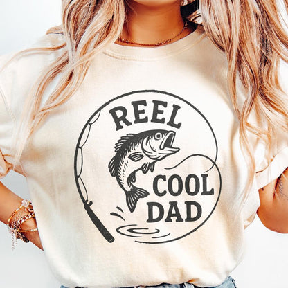 Retro Reel Cool Dad Png, Wishin' I Was Fishin' Png - 300 DPI Design for