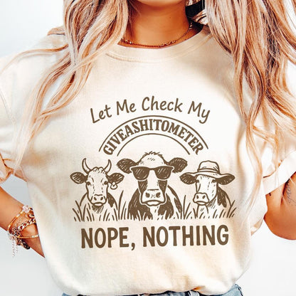 Funny Cow Giveashitometer PNG, Digital Download Clipart - 300 DPI Design